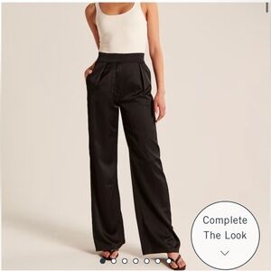 Abercrombie Satin Wide Leg Tailored Black Pants